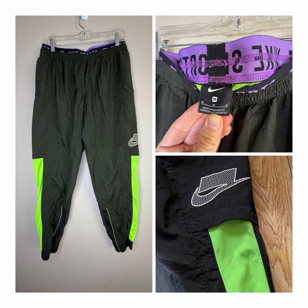 Nike Dri Fit Flex Sport Clash Pants Men's M Black Olive Volt Joggers Techwear